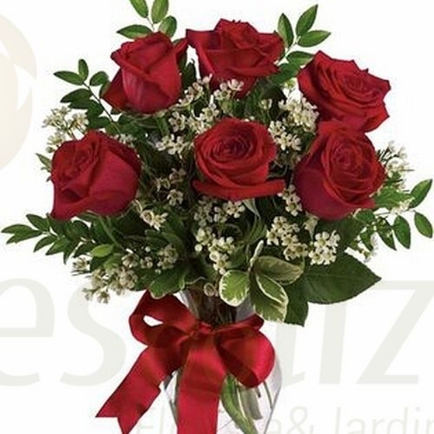 Imagem de 6 Rosas Vermelhas + Jarra - São Valentim